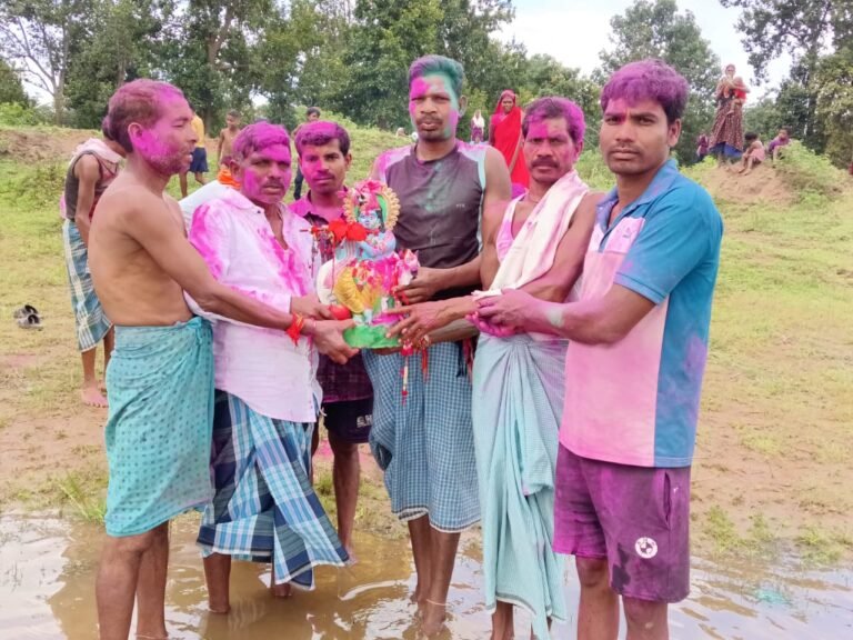 ग्राम तराईबेड़ा में बाजे गाजे के साथ भगवान श्री कृष्ण का किया गया विसर्जन।
